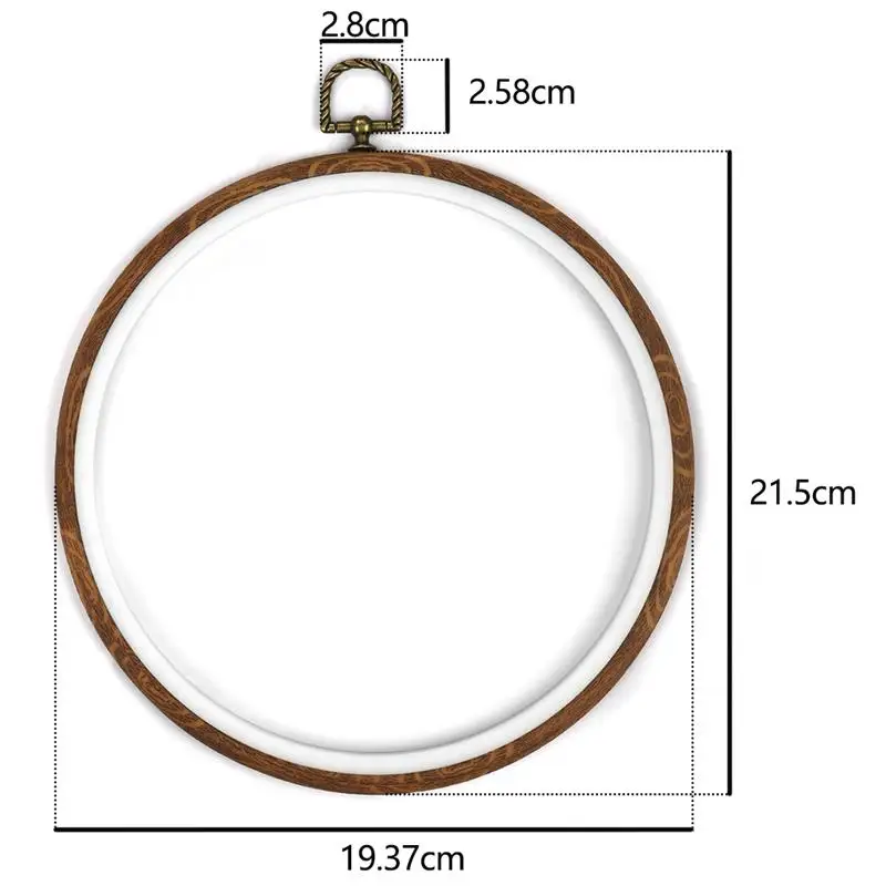 Lot De 6 Cadres à Broder Ronds En Bambou + 16 Aiguilles - Tailles 8 à 20 Cm