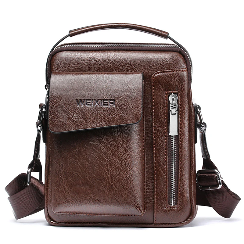 Dark Brown Винтаж Для мужчин сумка моды Повседневное Бизнес сумка на плечо многофункциональная телефон кошелек для монет и карт мужской сумка crosbody Сумки из натуральной кожи - Цвет: Dark Brown