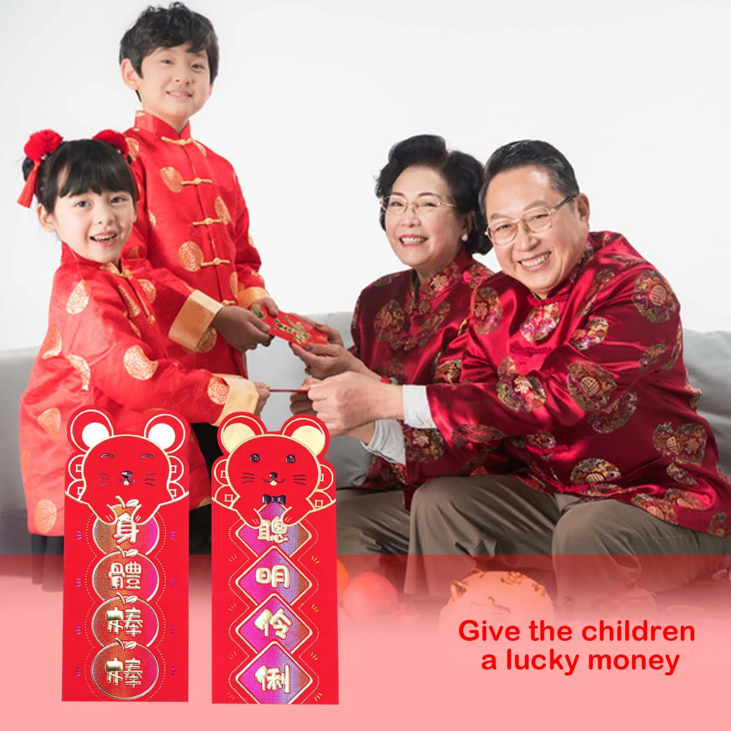 Besegad 18 шт китайские красные конверты год крысы Hong Bao счастливый конверт для денег на Лунный год, праздник весны случайный стиль