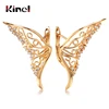 Kinel – boucles d'oreilles papillon de luxe pour femmes, clou éblouissant en cristal Zircon, or Rose, cadeau de mariage, 585 ► Photo 1/6