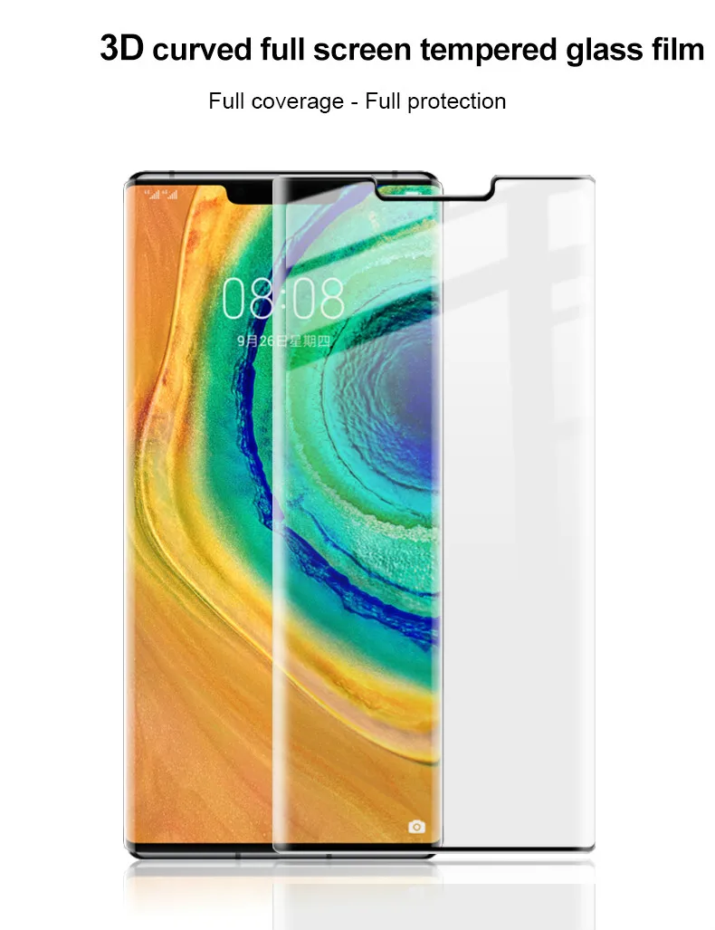 Полный Клей 3D изогнутое закаленное стекло полное покрытие для huawei mate 30 Pro защита экрана без белых краев