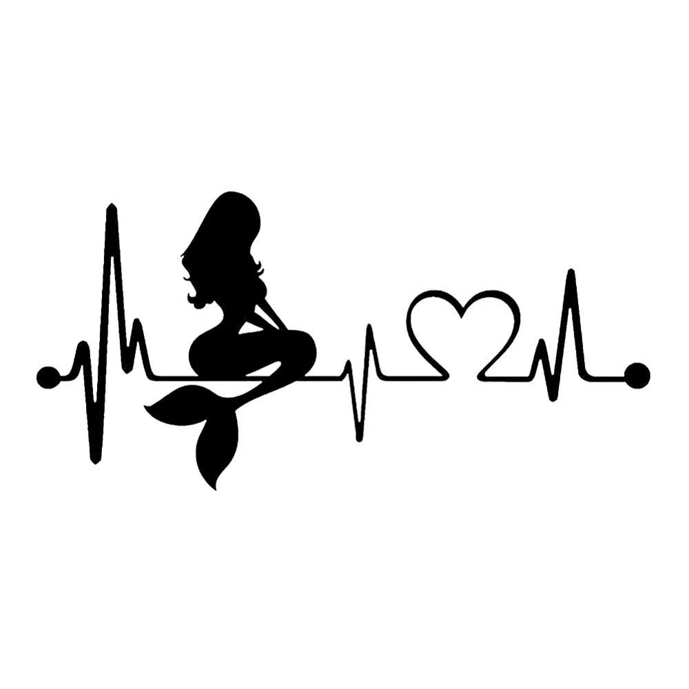 Fuzhen Boutique Decals Exterior Accessories Creative Heartbeat Lifeline Mermaid Car Sticker Fashion Auto Body Window Decorate