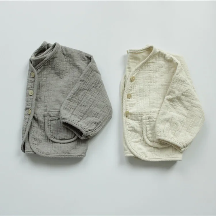 Korean Style Autumn Children Cotton Linen Cardigan Coats Loose Pure Color Outerwear Toddlers Kids Casual Jackets kids jackets
