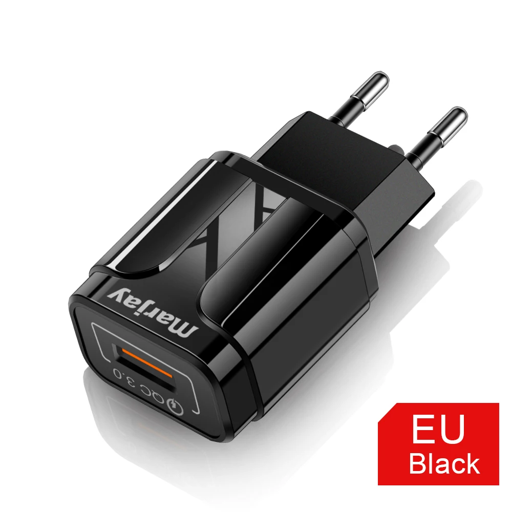 Black EU Marjay Quick Charge 3,0 USB зарядное устройство 18 Вт QC 3,0 4,0 EU US быстрое дорожное настенное зарядное устройство для мобильного телефона для iphone samsung Xiaomi huawei - Тип штекера: Black EU