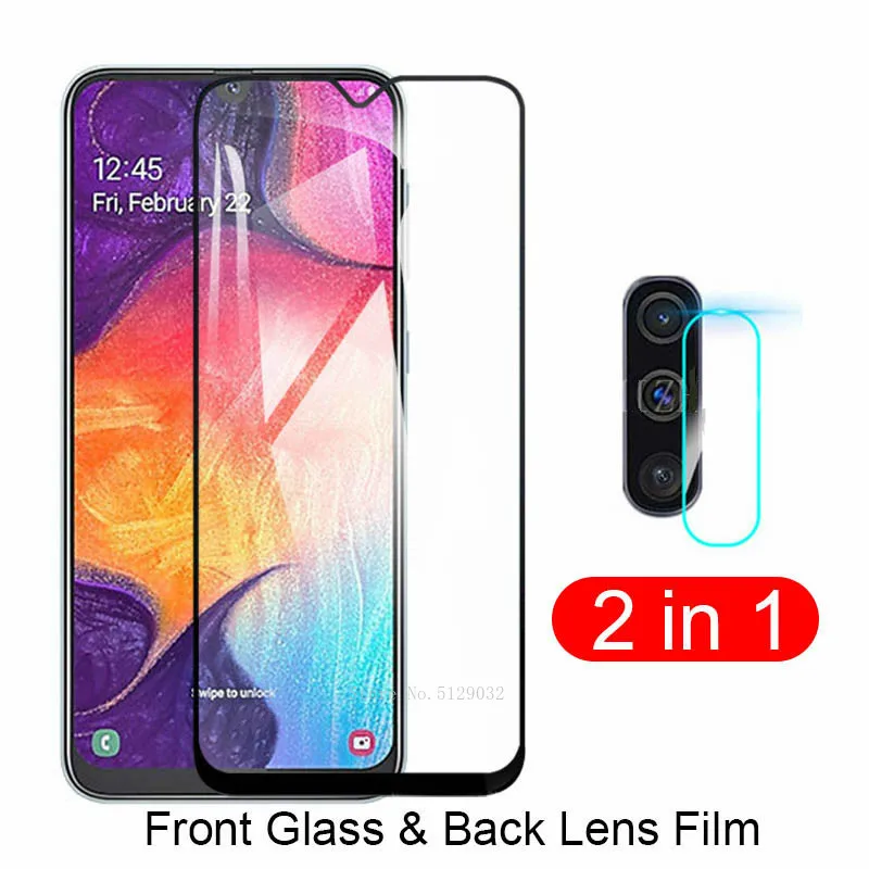 

2 in 1 Samung A 50 Tempered Glass For Samsung Galaxy A20 A30 A50 A70 Camera Lens Screen Protector On A 20 30 50 70 protect Film
