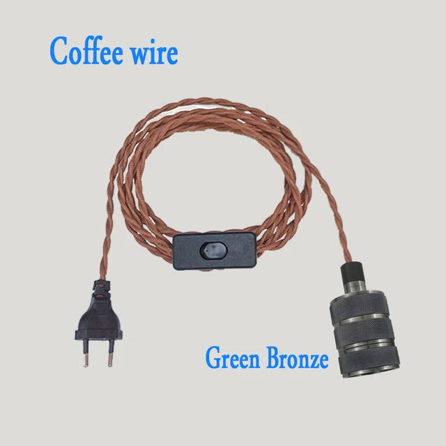Vintage Power Cords EU Plug With Line Switch E27 LED Lights Edison Bulbs Incandescent Lamps Socket Twisted Wire Cord Lamp Hoder coffee F