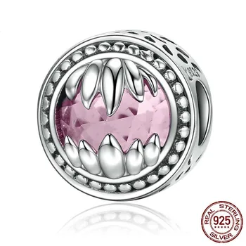 

Avile monopoly guard S925 sterling silver silver beads inlaid pink crystal ornament Y SCC163