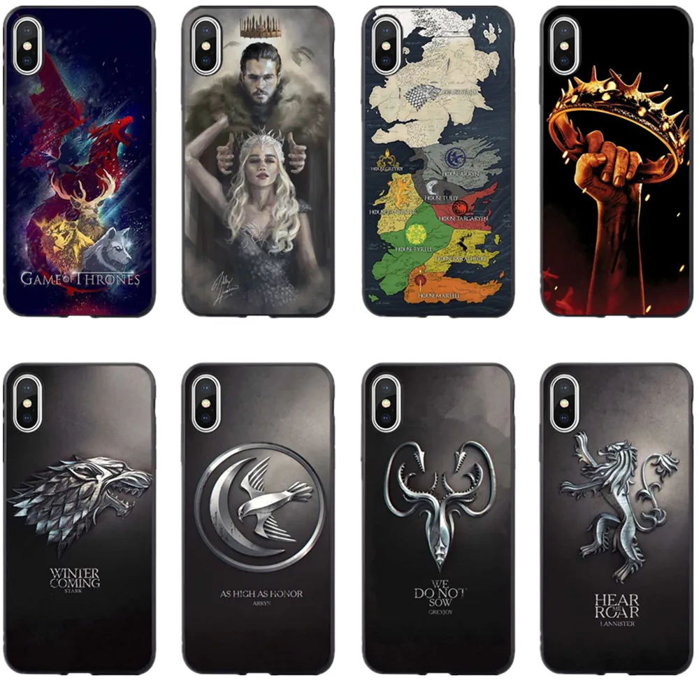 Игры престолов Jon Snow Daenerys Dragon Черный силиконовый чехол для телефона iPhone 5 5S SE 6 6splus 7