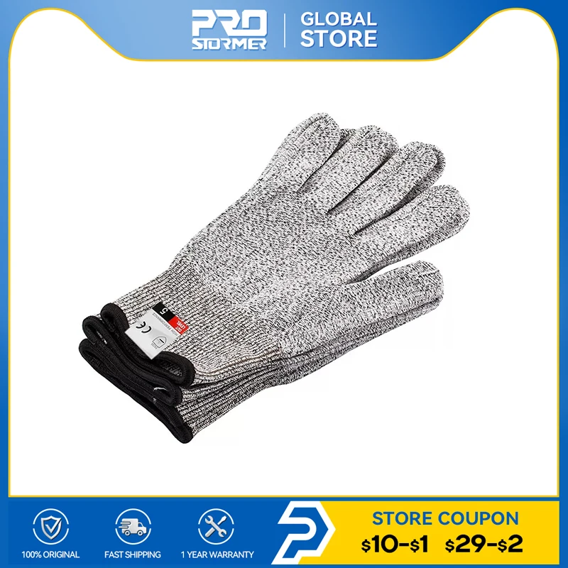 Level 5 Safety Cut-Resistant Gloves Fishing Hunting Kitchen Safety Work Gloves Multi Purpose Steel Wire By Prostormer