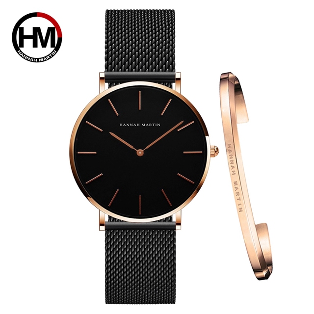 Rose Gold 1 Set Bracelet Watch Japan Quartz Creative Design Waterproof Stainless Steel Mesh Ladies Watches Relogio Feminino
