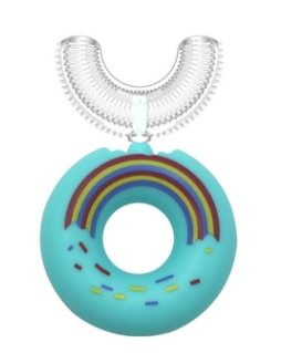 360 Degree Doughnut Manual Toothbrush Kids Silicone U-shaped Tooth Brush Cartoon Gift For 2-6-12 Years Old