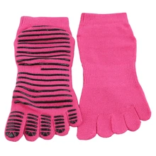 Для Женщин Йога противоскользящие носки, одноцветные, Цвет хлопковый комплект из пяти носок с пальцами Удобная Высокое качество Йога носки быстросохнущие спортивные носки