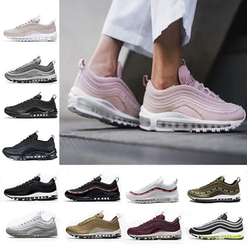 

New With box 97 shoes Og Triple white Running shoes Men OG metallic gold silver ball pink Men trainer Women 97 sport sneakers