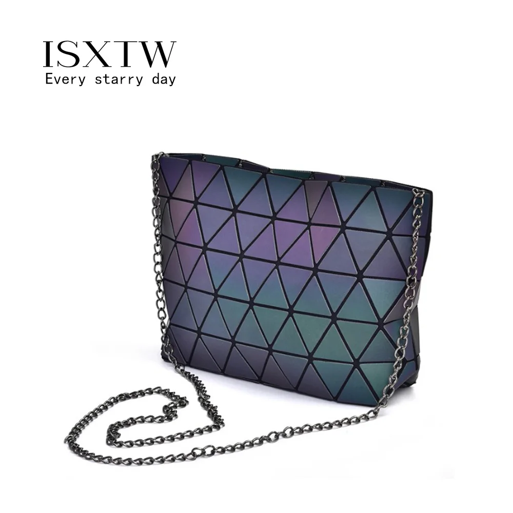 

ISXTW New Colorful Luminous bag Irregular Chain Women Shoulder Messenger bag Holographic Geometric Female Crossbody Bag / B21