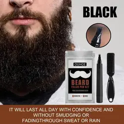 2Pcs/Set Beard Pen Waterproof Sweatproof Wax Eyebrows Moustache Hair Filling Applicator for Men