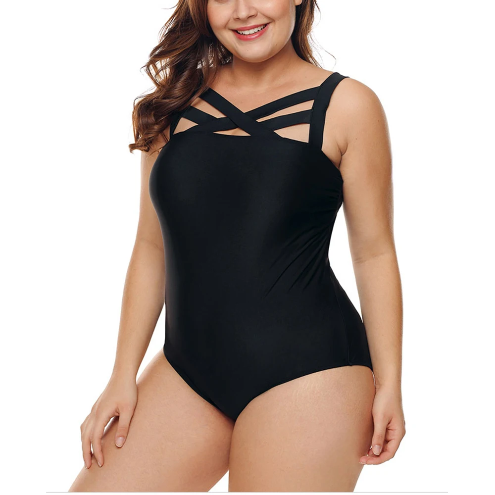 Плюс Размеры Женская плавательная одежда больших размеров цельнокроеное платье Пляжная одежда летняя одежда, модные купальники большого размера с низким вырезом на спине купальная одежда