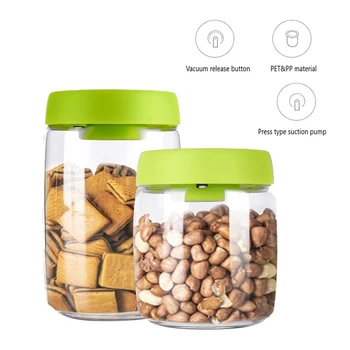 

Vacuum Glass Jars Sealed Cans with Cover Kitchen Food Storage Bottles Spice Jars Candy Storage Tea Box Kitchen Storage