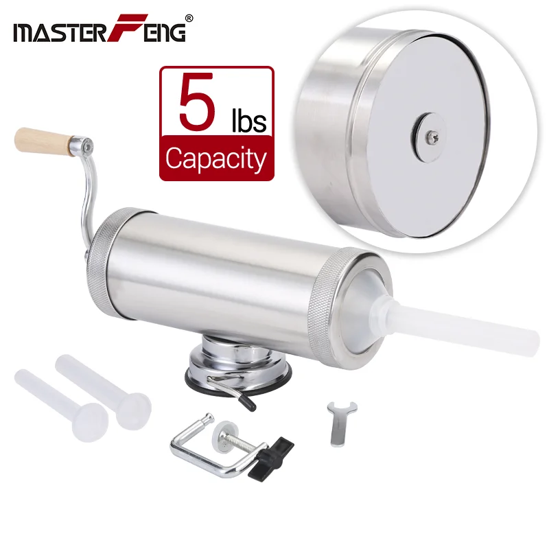 2.5kg / 5 Lbs Stainless Steel Sausage Maker Meat Stuffer With Suction Cup Kitchen Meat Tool