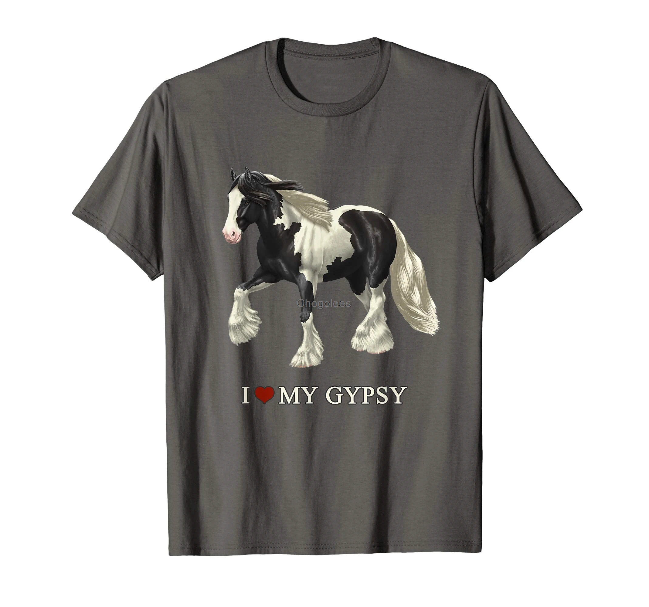 Футболка с надписью I Love My Black Pinto gypvanner Horse | Мужская одежда