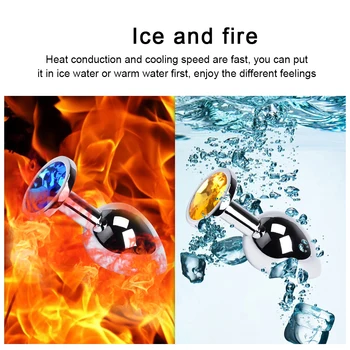 Anal Plug Smooth Stainless Steel Crystal Anal Plug Removable Butt Plug Stimulator Anal Sex Sexy Toys Intimate Massager Dildo 3