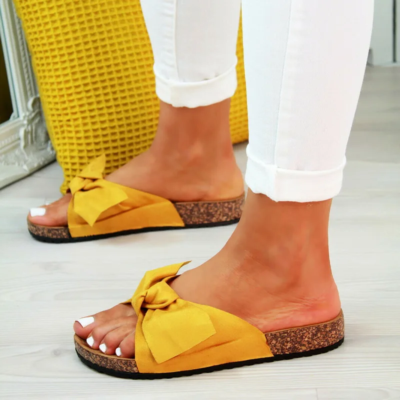 

LOOZYKIT Womans Slip On Sliders Comfort Bow Flatform Mule Summer Sandals Comfy Shoes Plus Sizes Bow Slippers Women Fashion 2020