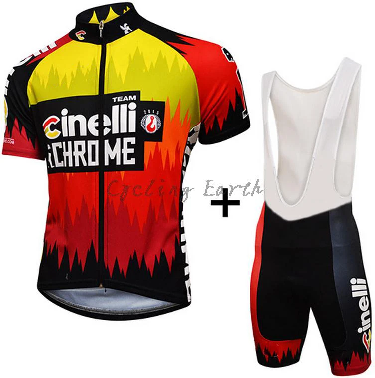 Cinelli летний мужской комплект с коротким рукавом Майки для велоспорта нагрудник шорты рубашка комплект одежды MTB велосипед ropa ciclismo дышащая одежда для велосипедистов - Цвет: bib short set