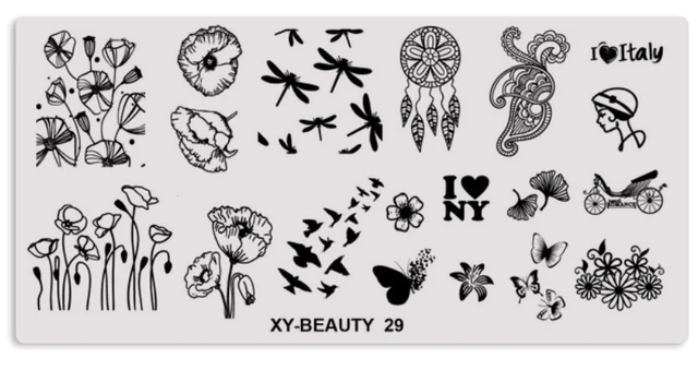 1 Pcs Mixed Design Line Animals Stainless Steel Nail Stamping Plates Rectangular Image Template DIY Manicure Stencils Tools XY-BE 29