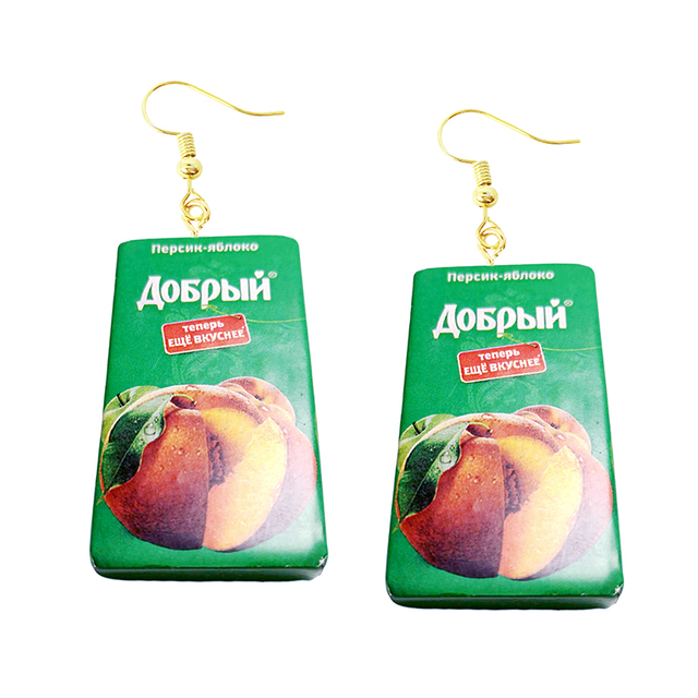 Earring Made Cute Girls Eardrop Funny Gift Sweet Handmade Cartoons Mini Fruit Drink Ham Sausage Toothpaste Shampoo