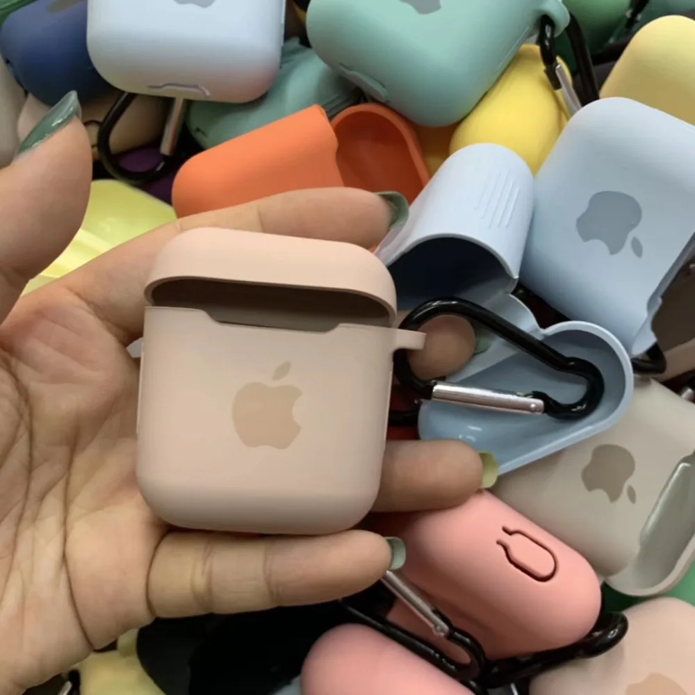 Для Apple AirPods 2 1 Аксессуары для наушников Мягкий силиконовый чехол милый чехол с логотипом с крючками