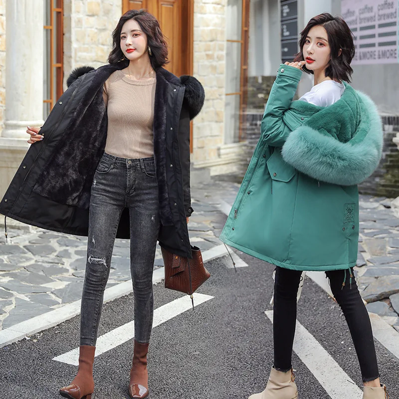 

Down Jacket Cotton-padded Clothes Women's 2019 Winter New Style Korean-style Da Mao LEEPAG Overcome Women's Mid-length Loose-Fit