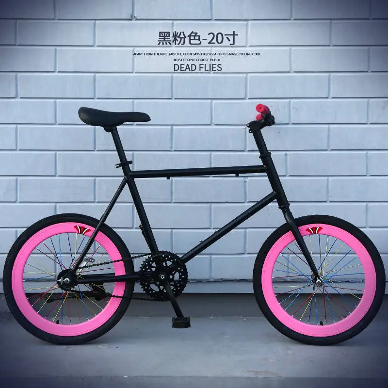 X-Front бренд углеродистая сталь 20 дюймов колеса задние педали тормоза fiets fixie женский дорожный велосипед фиксированная передача детский велосипед - Цвет: black pink