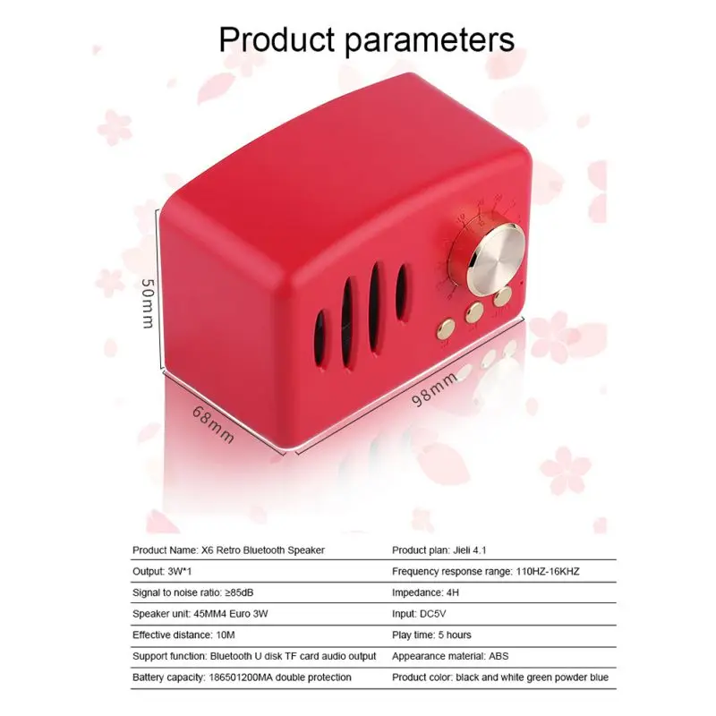Retro Bluetooth Speaker Support TF Card U Disk Small Compact Wireless Subwoofer