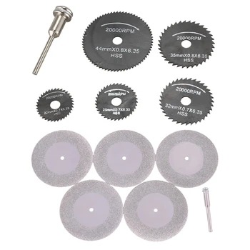 

5Pcs 50mm Diamond Cutting Discs & Drill Bit for Rotary Tool Glass & 6Pcs Metal HSS Circular Saw Blade Set Cutting Discs