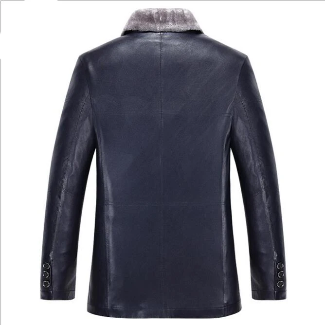 

Genuine Jacket Men Thick Warm Winter Jackets Coats Sheepskin Leather Business Male Overcoat Brand Clothing WLF071
