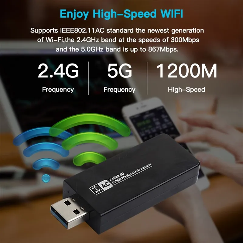 1200 Мбит/с USB 3,0 Wifi адаптер двухдиапазонный 5 ГГц/2,4 ГГц 802.11AC RTL8812BU Wifi ключ сетевая карта для ноутбука Настольный Windows MAC