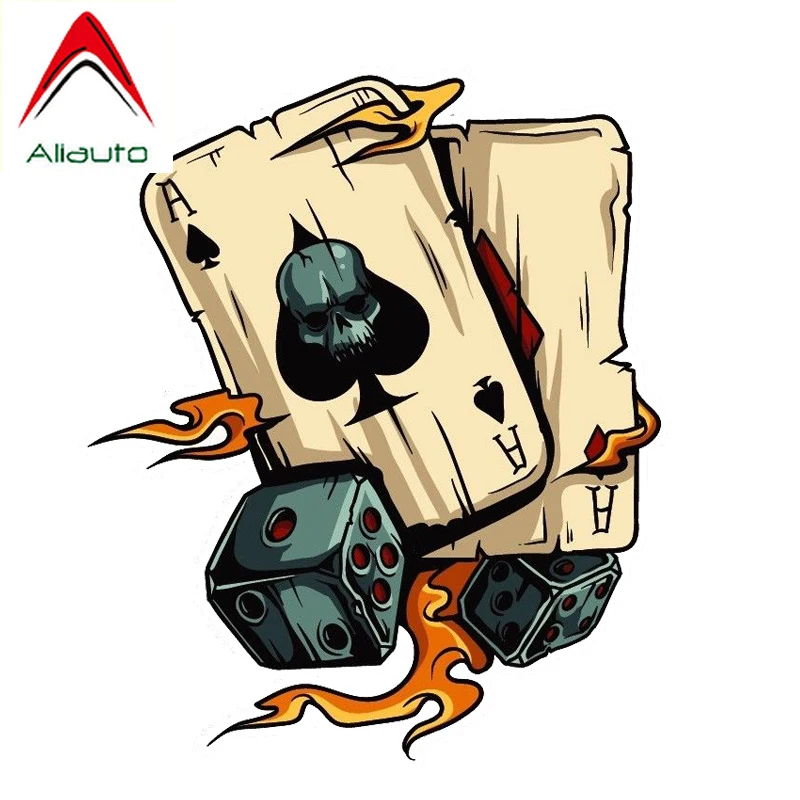Креативная мотоциклетная наклейка Aliauto для автомобиля мультяшный череп Aces