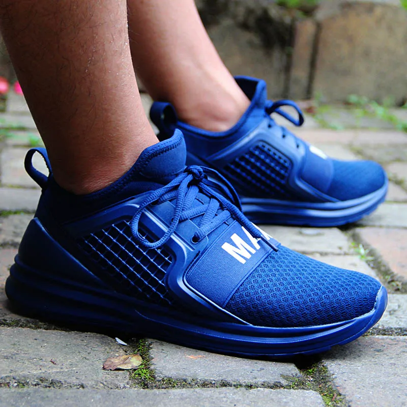 Обувь; мужские кроссовки; Ультра спортивная обувь; Zapatillas Deportivas Hombre; Вулканизированная обувь; Мужская обувь; Sapato Masculino Krasovki; высокое качество; размеры 36-48 - Цвет: Blue