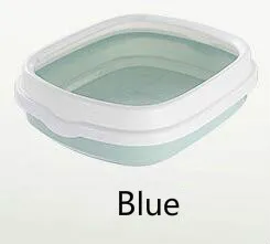 Blue Полузакрытый поднос для ванной, защита от брызг для кошек, поднос для кошек, поднос для собак, коробка для домашних товаров с пластиковым песочным кошачьим туалетом - Цвет: Blue