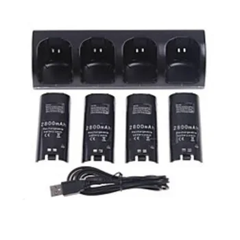 

4 x 2800mah Rechargeable Battery + 4 Charger Dock Station Kit for Wii Remote Joystick Controller for wii gamepad charger