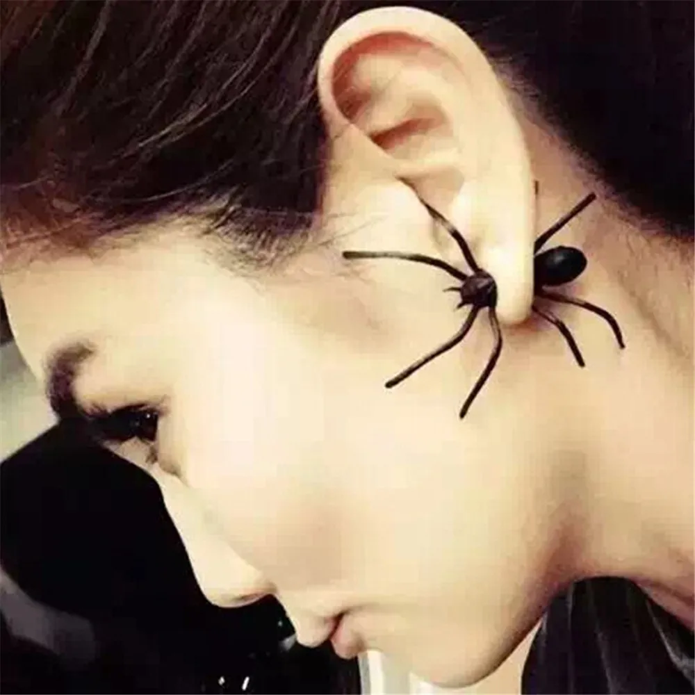 SexeMara 2019 New Fashion Halloween Decoration 1Piece 3D Creepy Black Spider Ear Stud Earrings for Haloween Party DIY | Украшения и