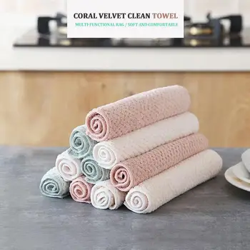 

Dishwashing Towel Kitchen Rag Kitchen Towel Lightweight Soft Durable Square Multifunction Coral Fleece Barbecue Family Hotel