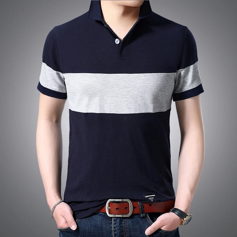 Поло с короткими рукавами, бизнес в чистых цветах и больших размеров, эластичный хлопок, с коротким рукавом, Мужской Топ