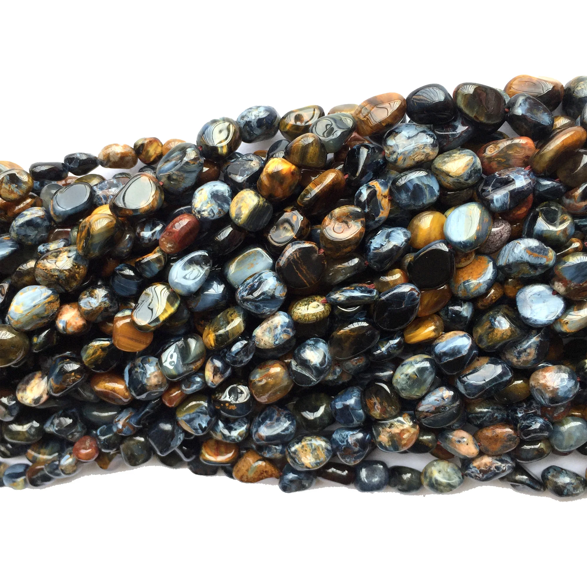 

Natural Genuine Blue Pietersite Stone Nugget Free Form Beads Fit Jewelry 15" 06125