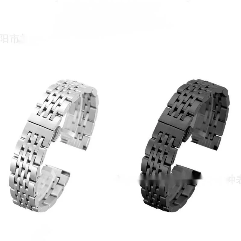 

18mm 19mm Suitable For Tissot Le Locle T41 Flat Stainless Steel Solid Butterfly Buckle Seven-bead Strap 20mm 21mm WatchBands