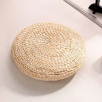 

Natural Pouf Handmade Weaving Natural Straw Round Cushion Meditation Pillow Soft Floor Yoga Chair Seat Mat Tatami Window Pad