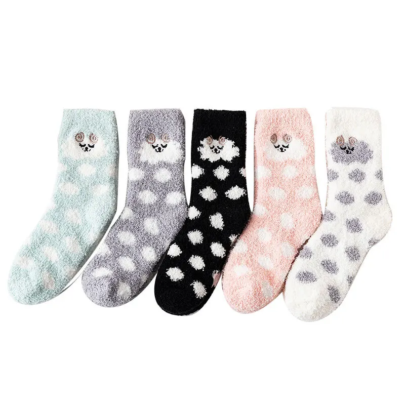 

Lovely cute Plush Thickened Middle Tube Socks Warm Sleeping Socks Coral Fleece Socks Floor Socks Hosiery