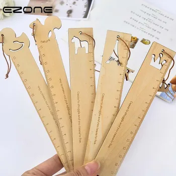 

EZONE 1PC Wooden 15cm Ruler Straight Ruler Pendant Decorative Ruler Iron Tower Flowers Shape Students Stationery