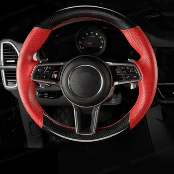 

lsrtw2017 carbon fiber cowl leather car steering wheel cover for porsche cayenne panamera macan 2018 2019 2020