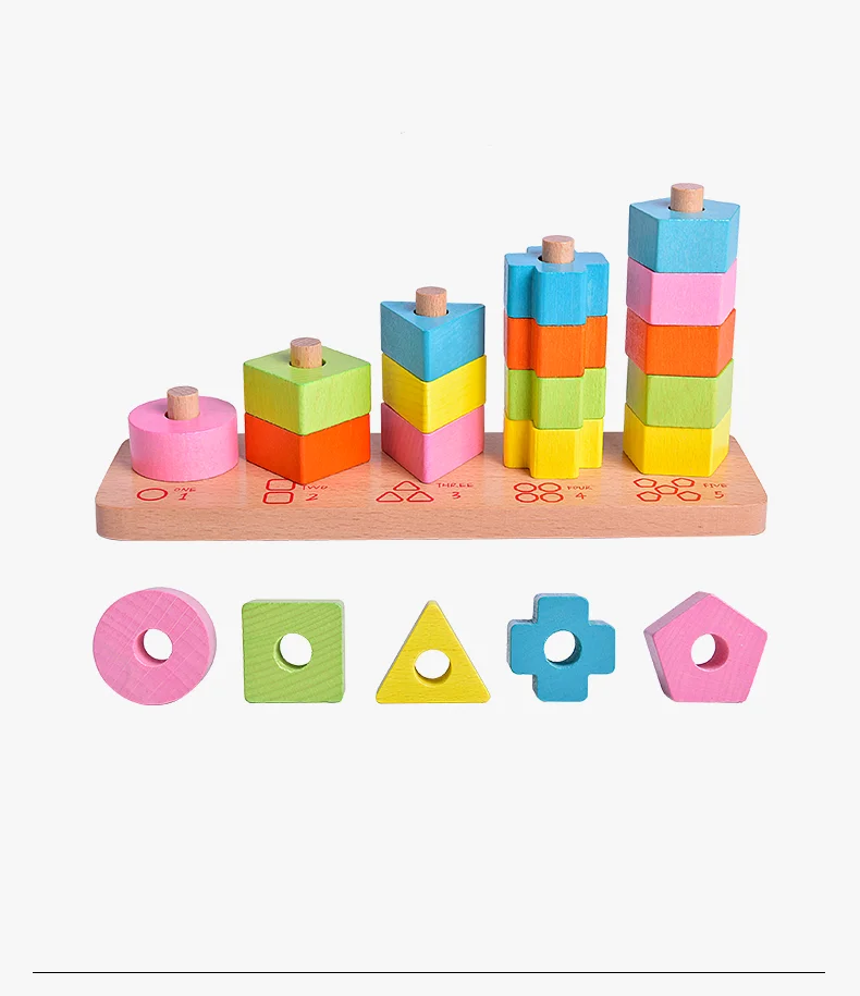 ToyWoo деревянная детская развивающая игрушка Монтессори раннее образование геометрическая фигура набор колонна от 1 до 2 лет Форма соответствия 3 b - Цвет: Оранжевый