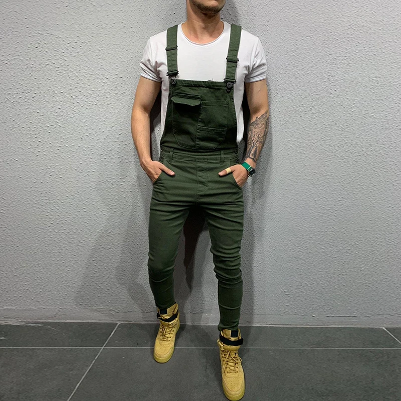 Spring Male Sleeveless Trousers Work Jumpsuit Men Pocket Overalls Pants Man Suspender Five Color Autumn Jumpsuit Casual 2019
